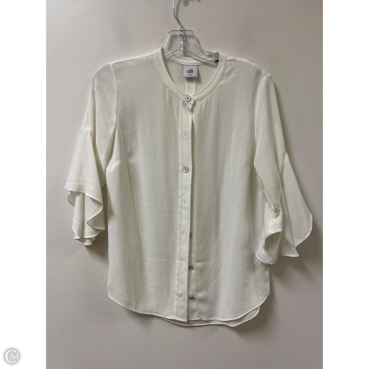 Blouse Long Sleeve By Cabi In White, Size: Xs