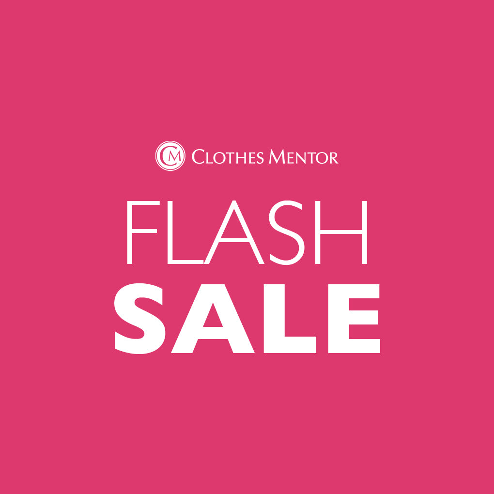 Clothes Mentor flash sale announcement on a pink background