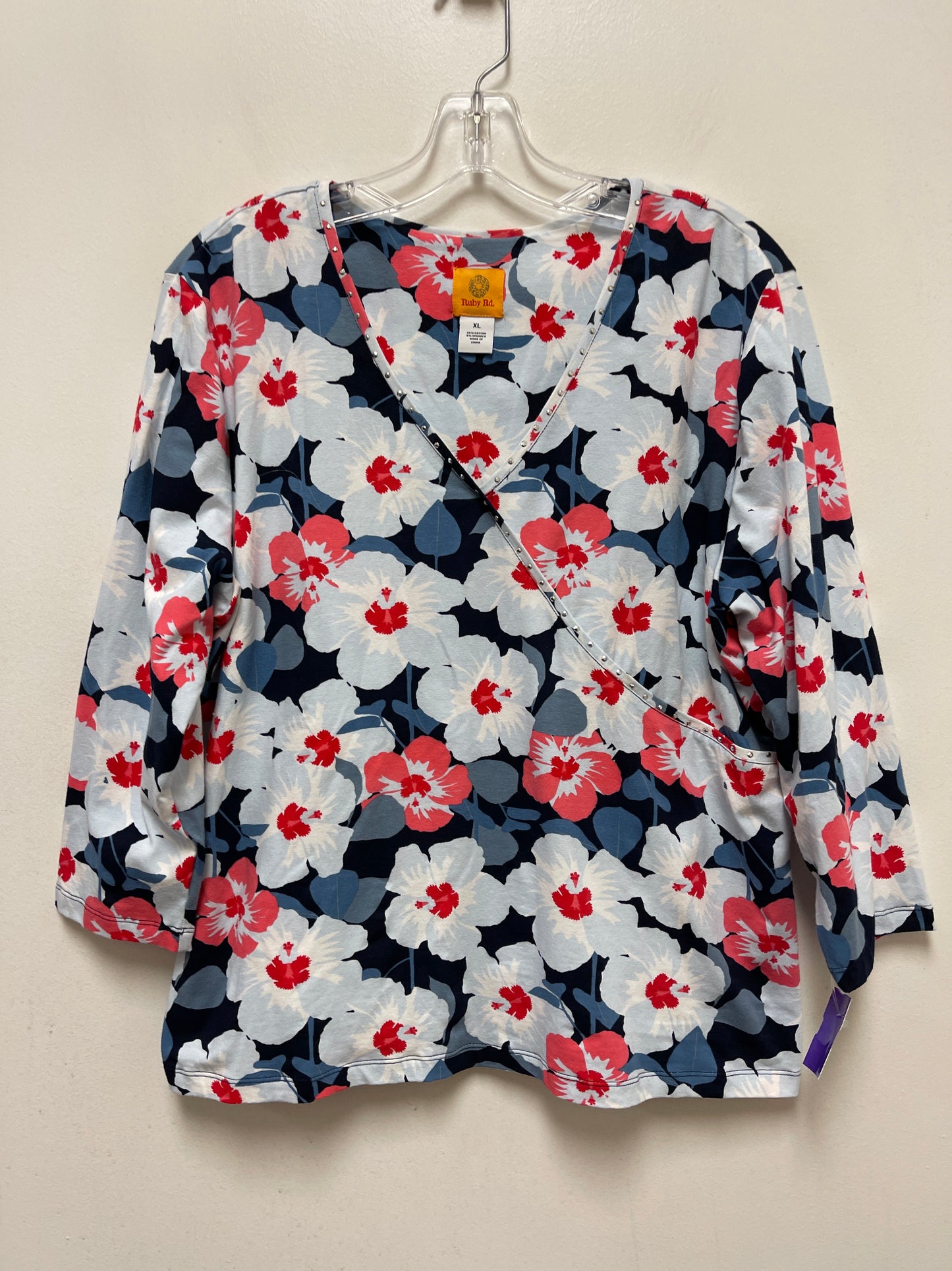 Floral Print Top Long Sleeve Ruby Rd, Size Xl