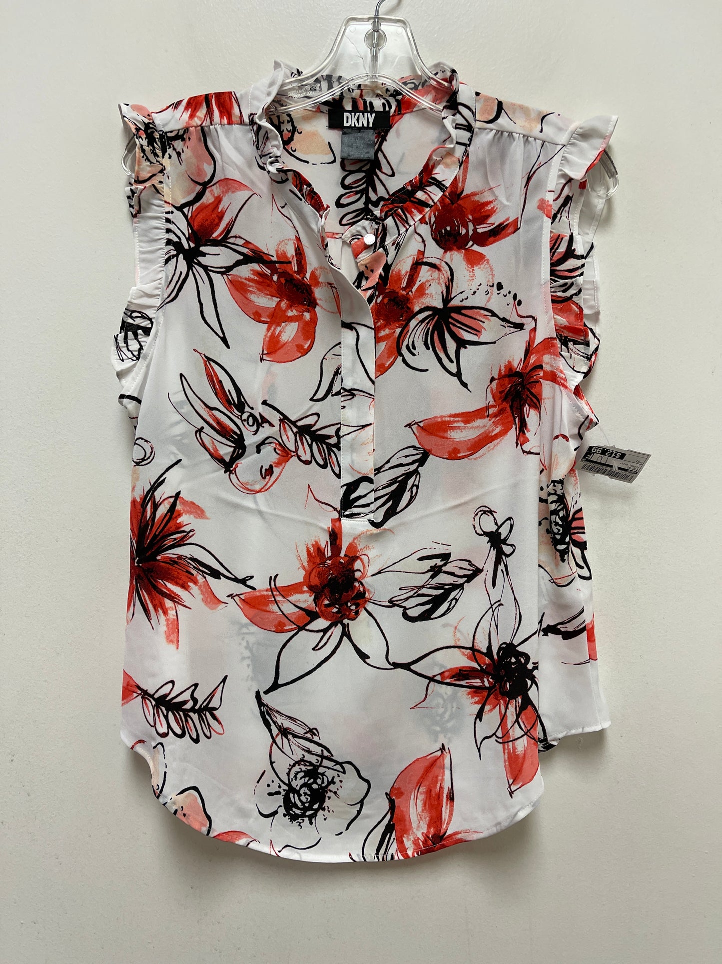 Floral Print Top Short Sleeve Dkny, Size L