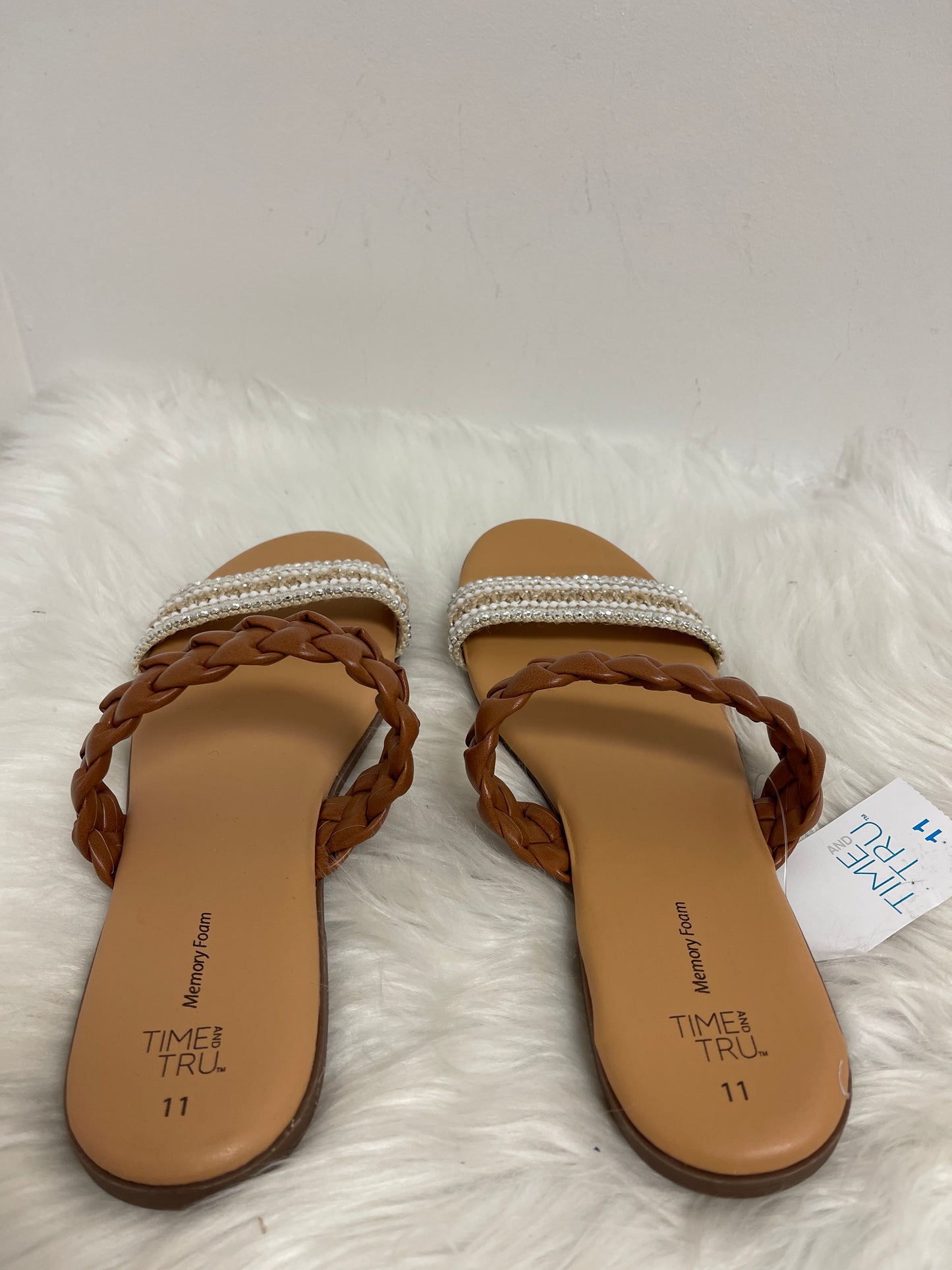 Sandals Flats By Time And Tru In Gold, Size: 11