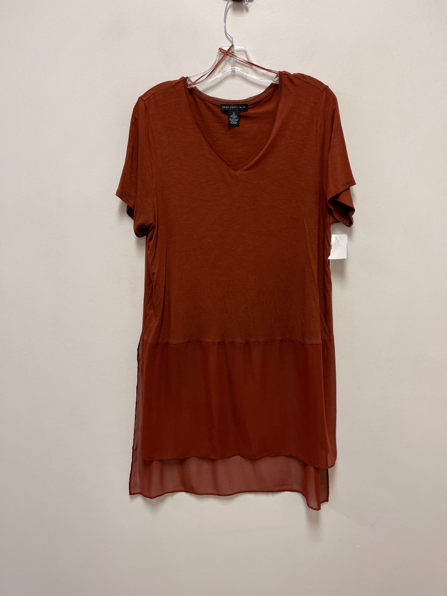 Tunic Short Sleeve By Joan Vass In Orange, Size: Xl