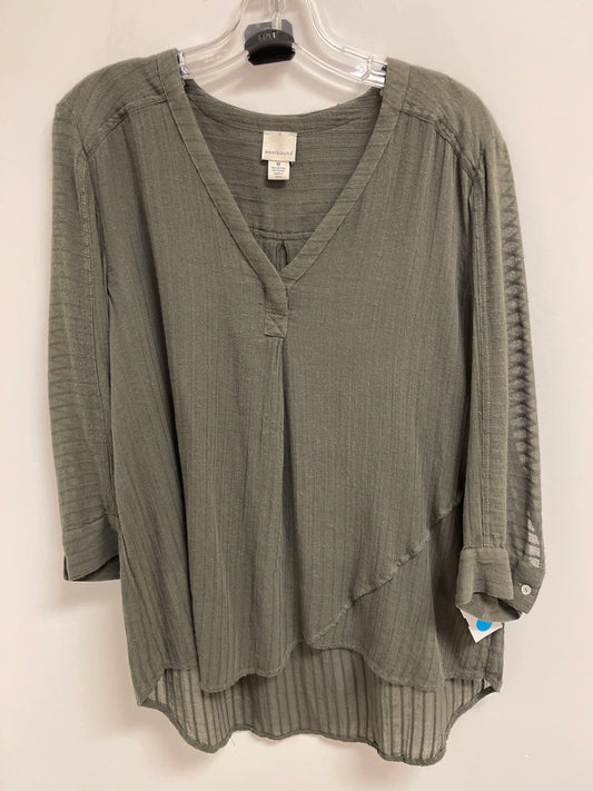 Top Long Sleeve By West Bound In Green, Size: M