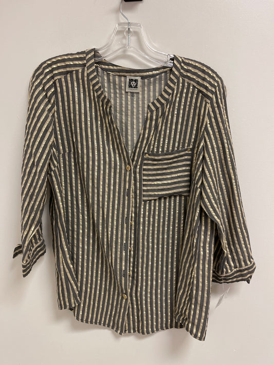 Blouse Long Sleeve By Anne Klein In Striped Pattern, Size: S