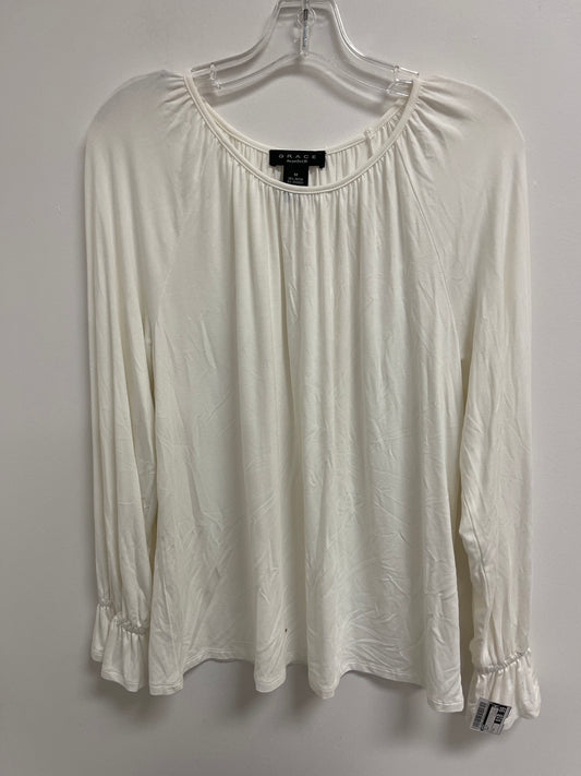 Top Long Sleeve By Grace In Cream, Size: M