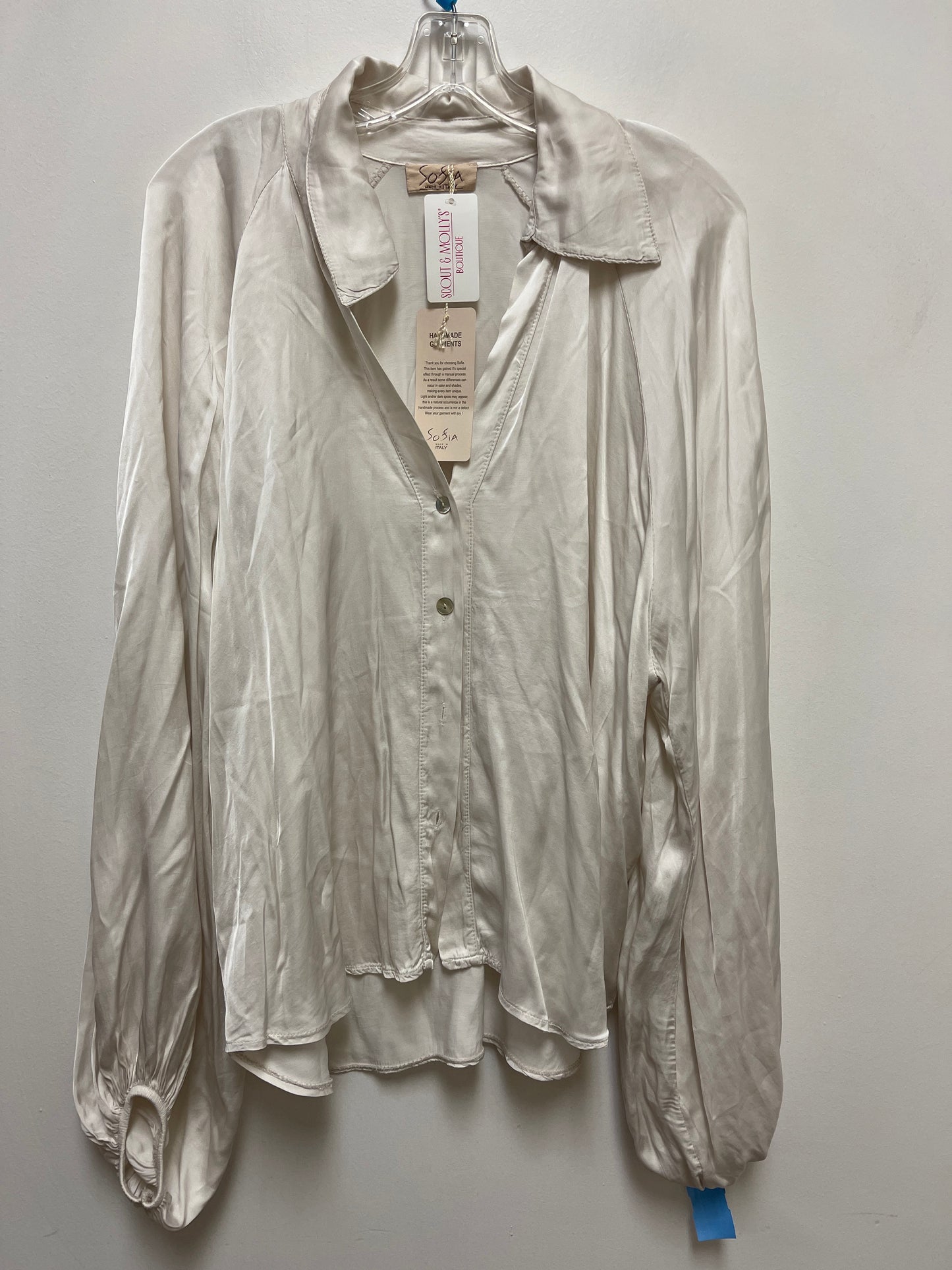 Blouse Long Sleeve By Cmb In Cream, Size: M