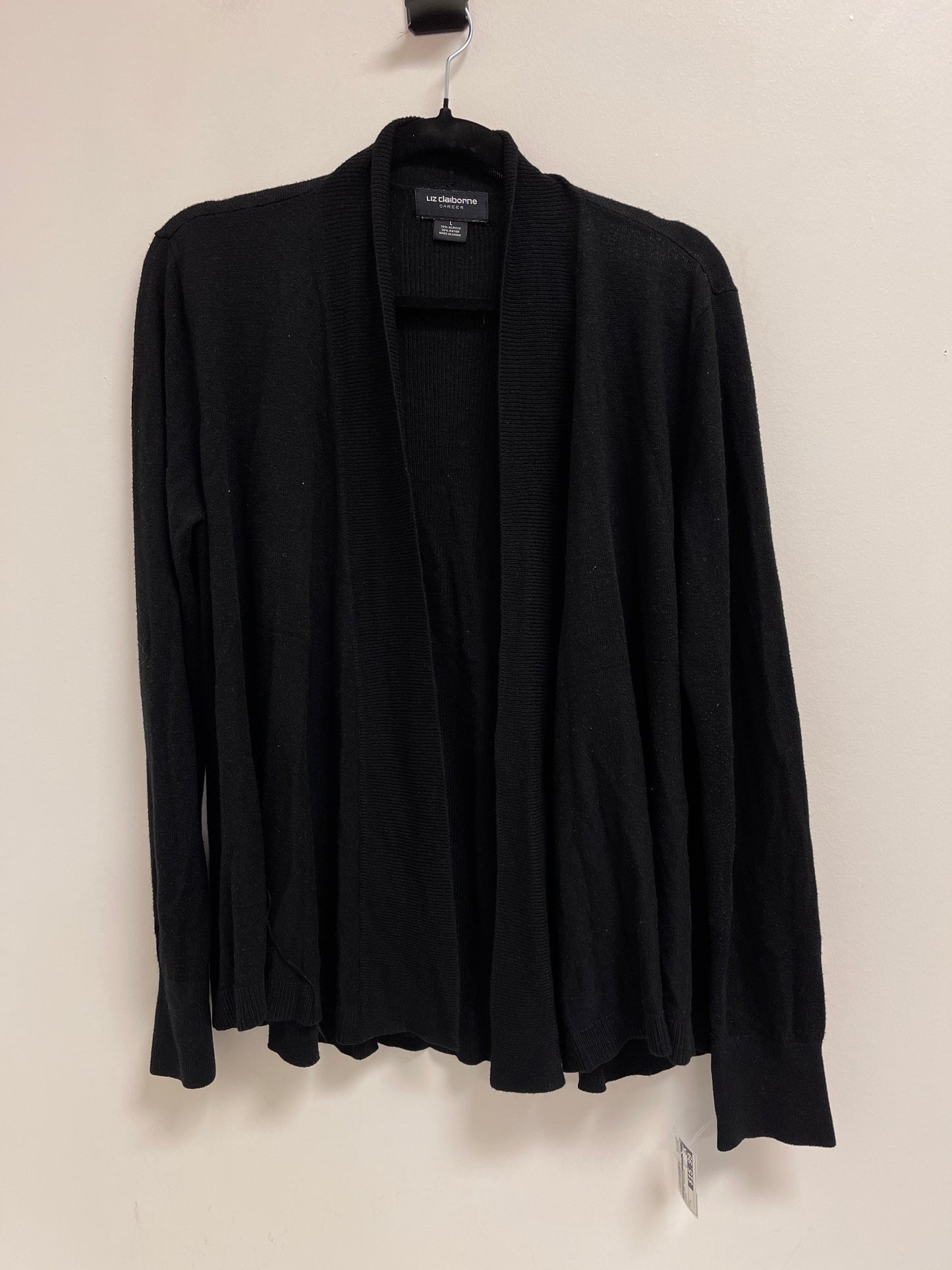 Sweater Cardigan By Liz Claiborne In Black, Size: L