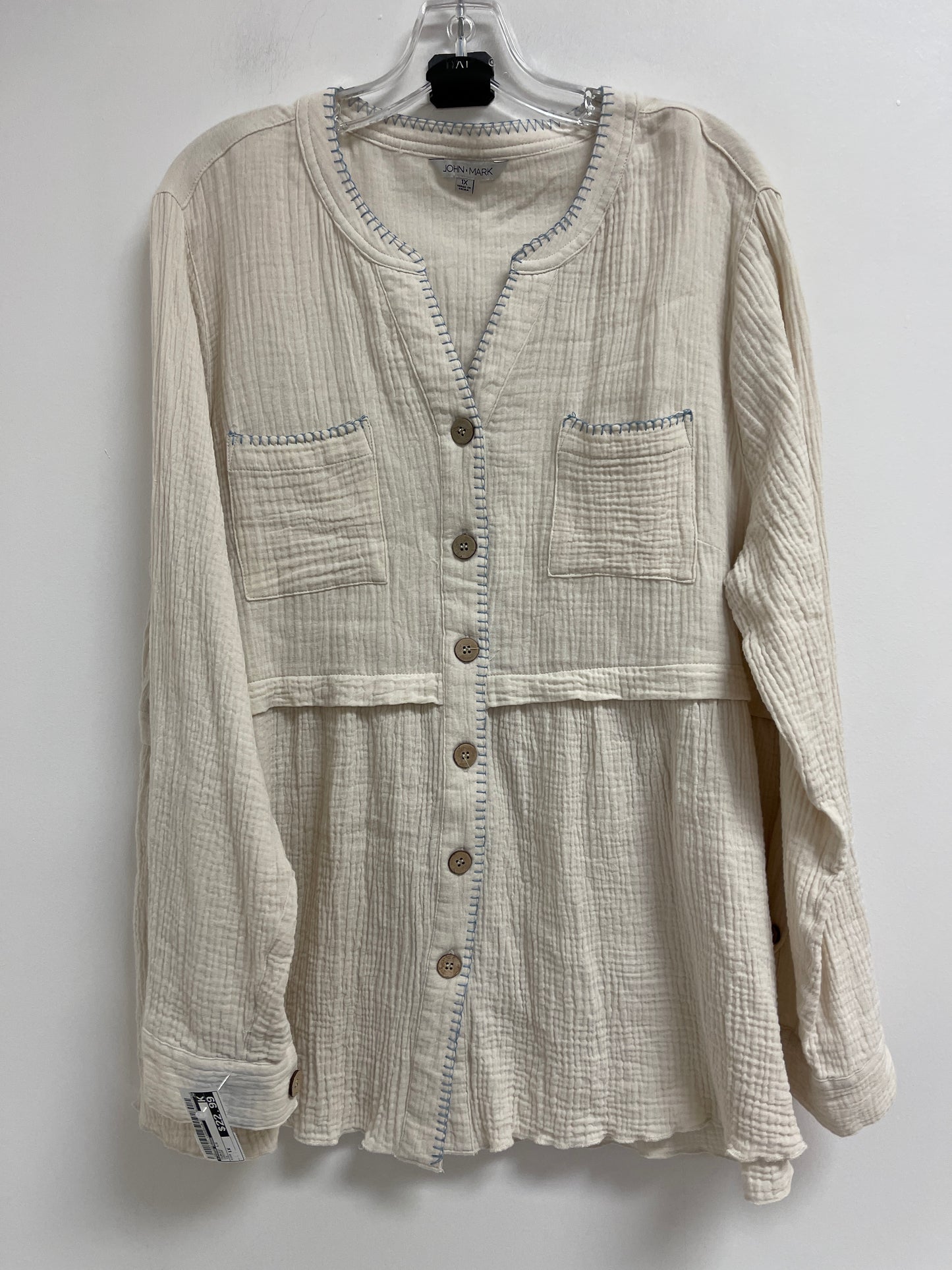 Tunic Long Sleeve By John Mark In Cream, Size: 1x