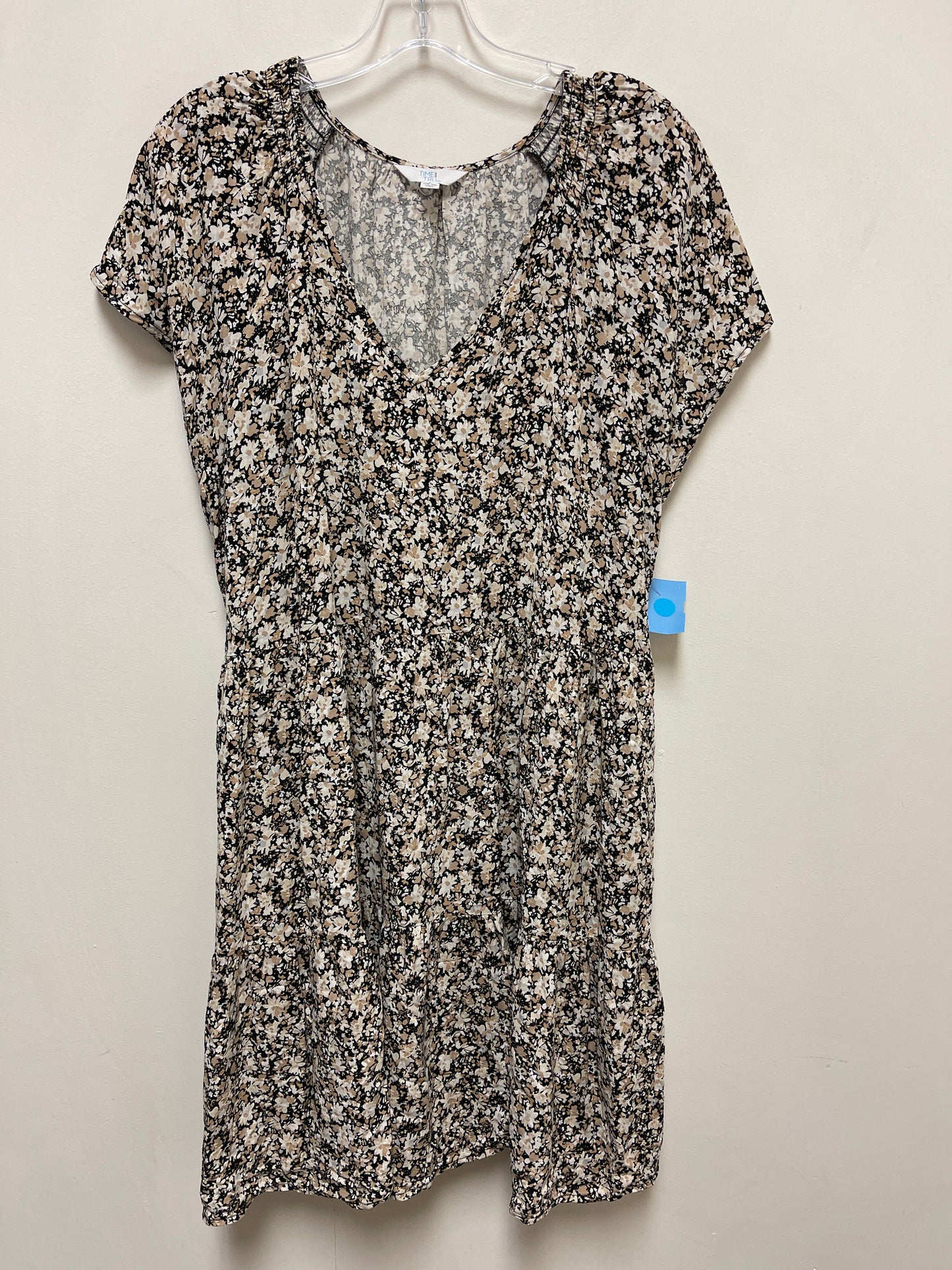 Dress Casual Midi By Time And Tru In Floral Print, Size: L