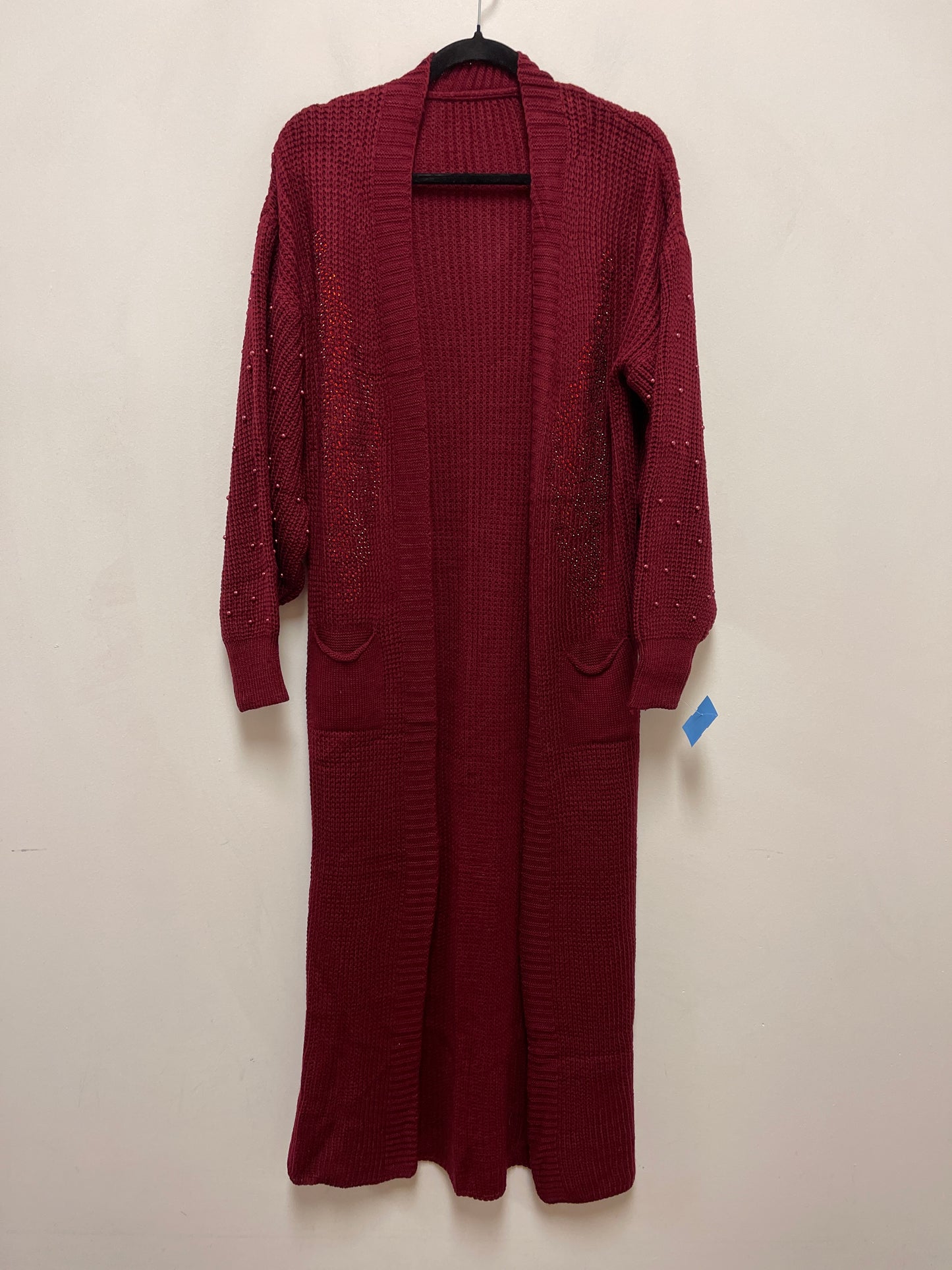 Sweater Cardigan By Clothes Mentor In Red, Size: L