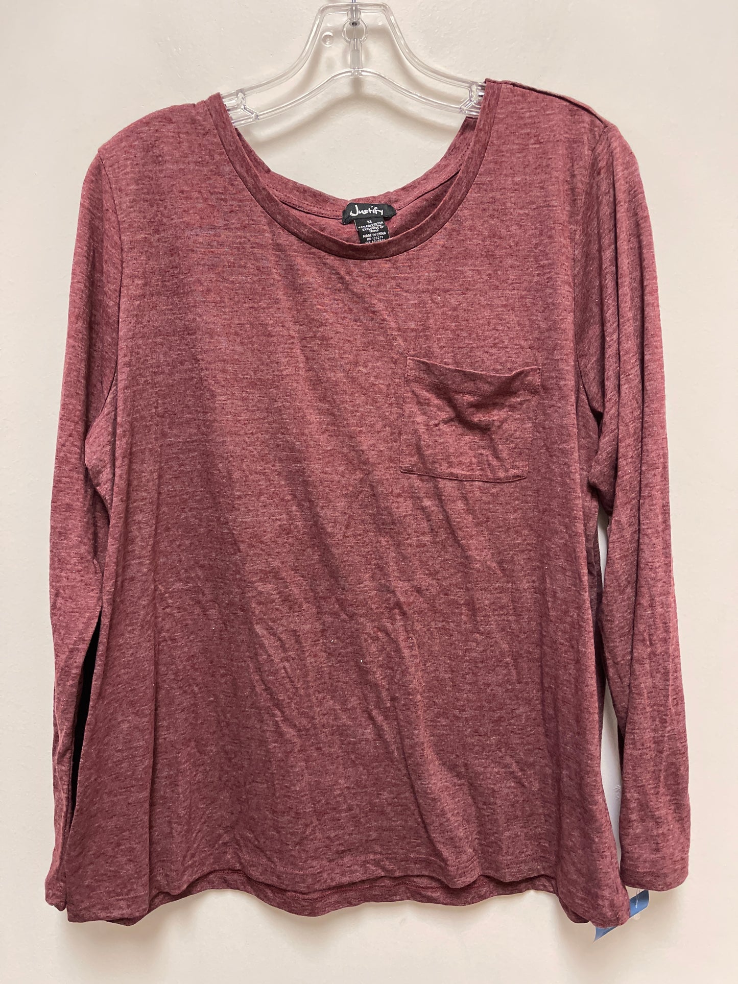 Top Long Sleeve Basic By Justify In Red, Size: Xl