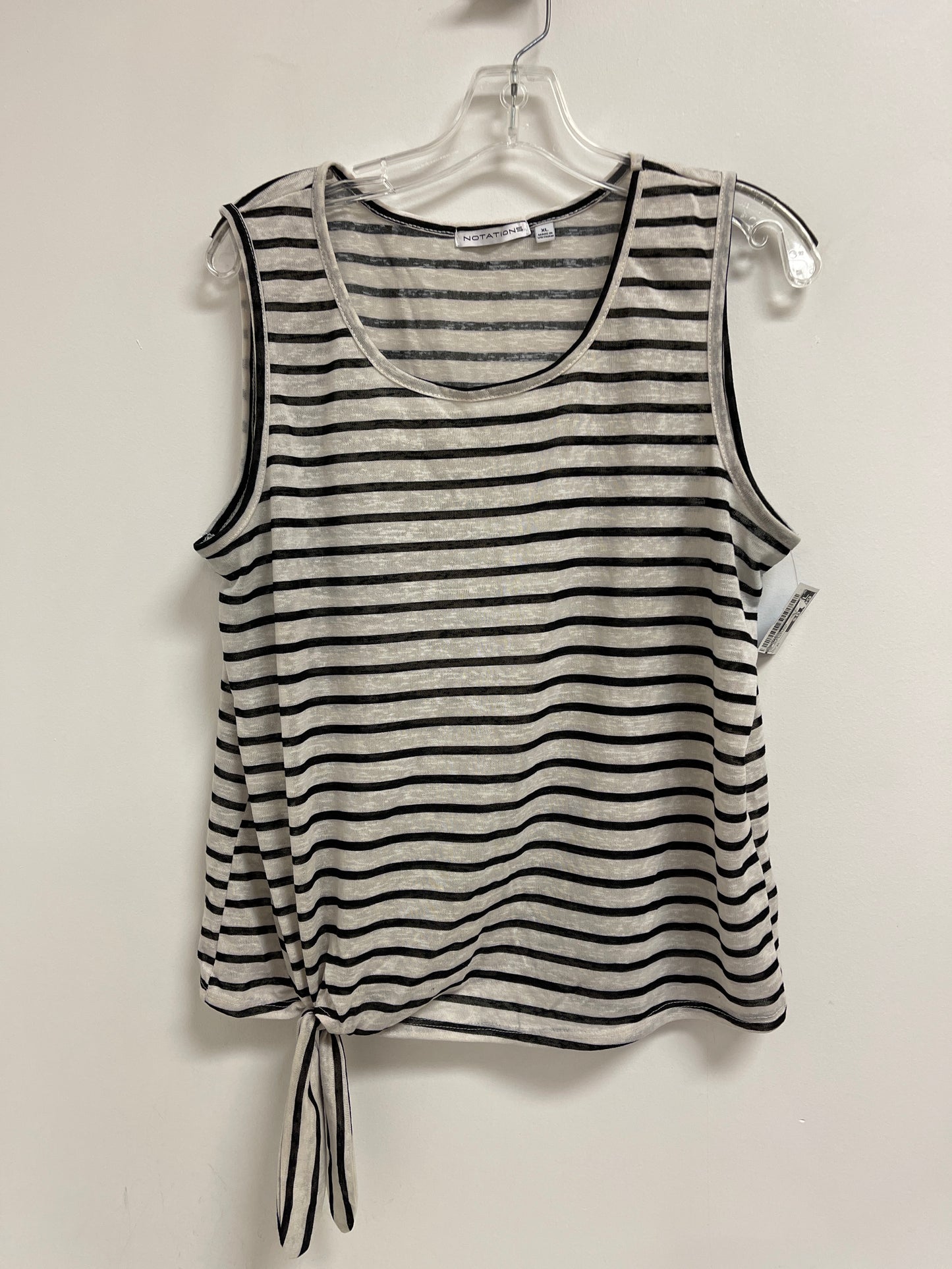 Top Sleeveless By Notations In Striped Pattern, Size: Xl