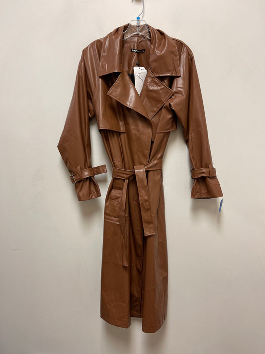 Coat Trench Coat By Clothes Mentor In Brown, Size: L