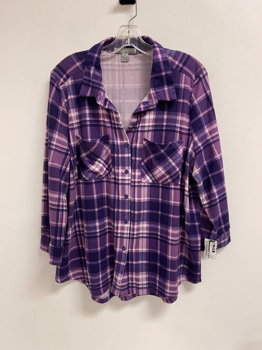Blouse Long Sleeve By By Design In Purple, Size: Xl