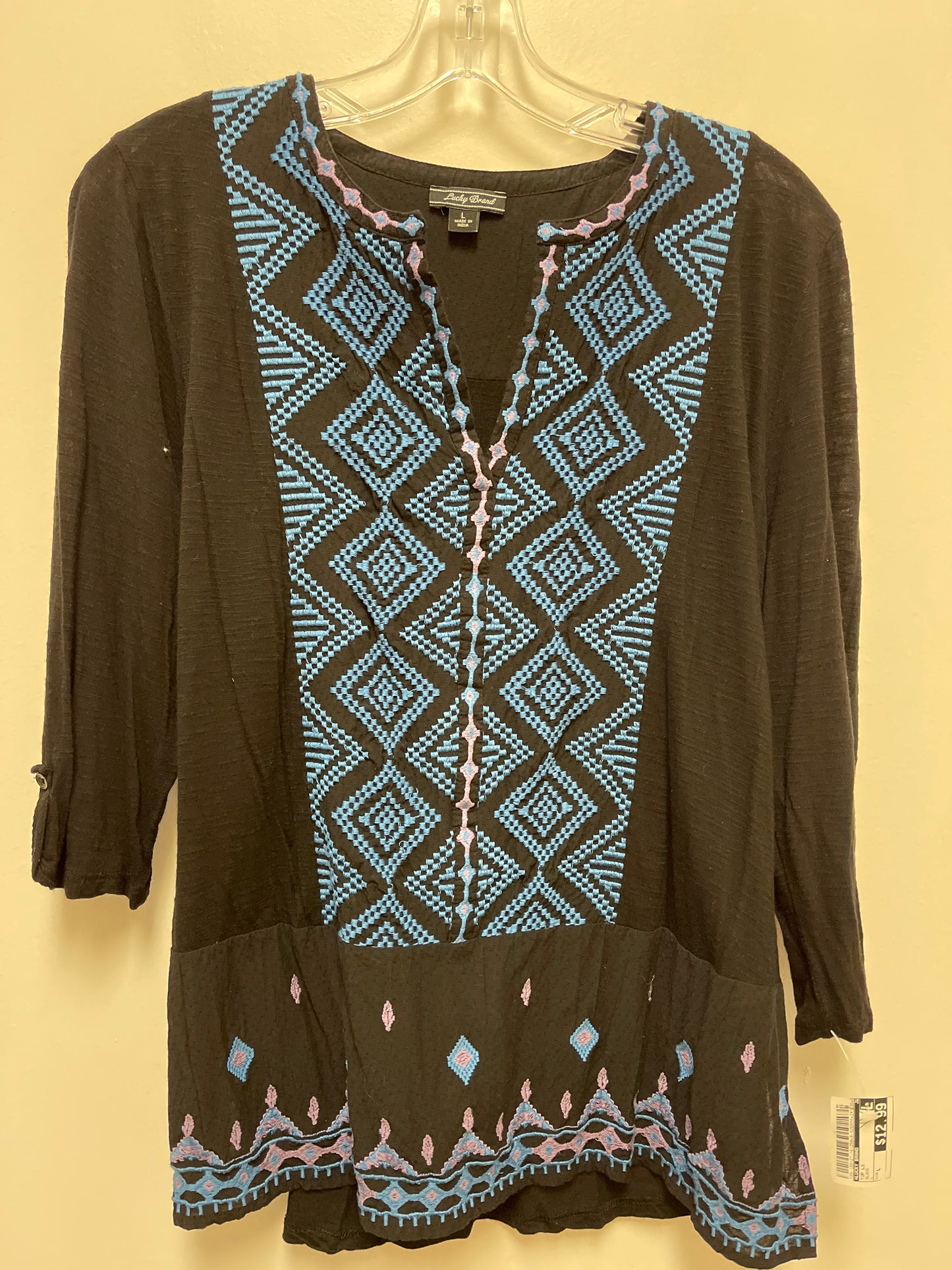 Top Long Sleeve By Lucky Brand In Black, Size: L