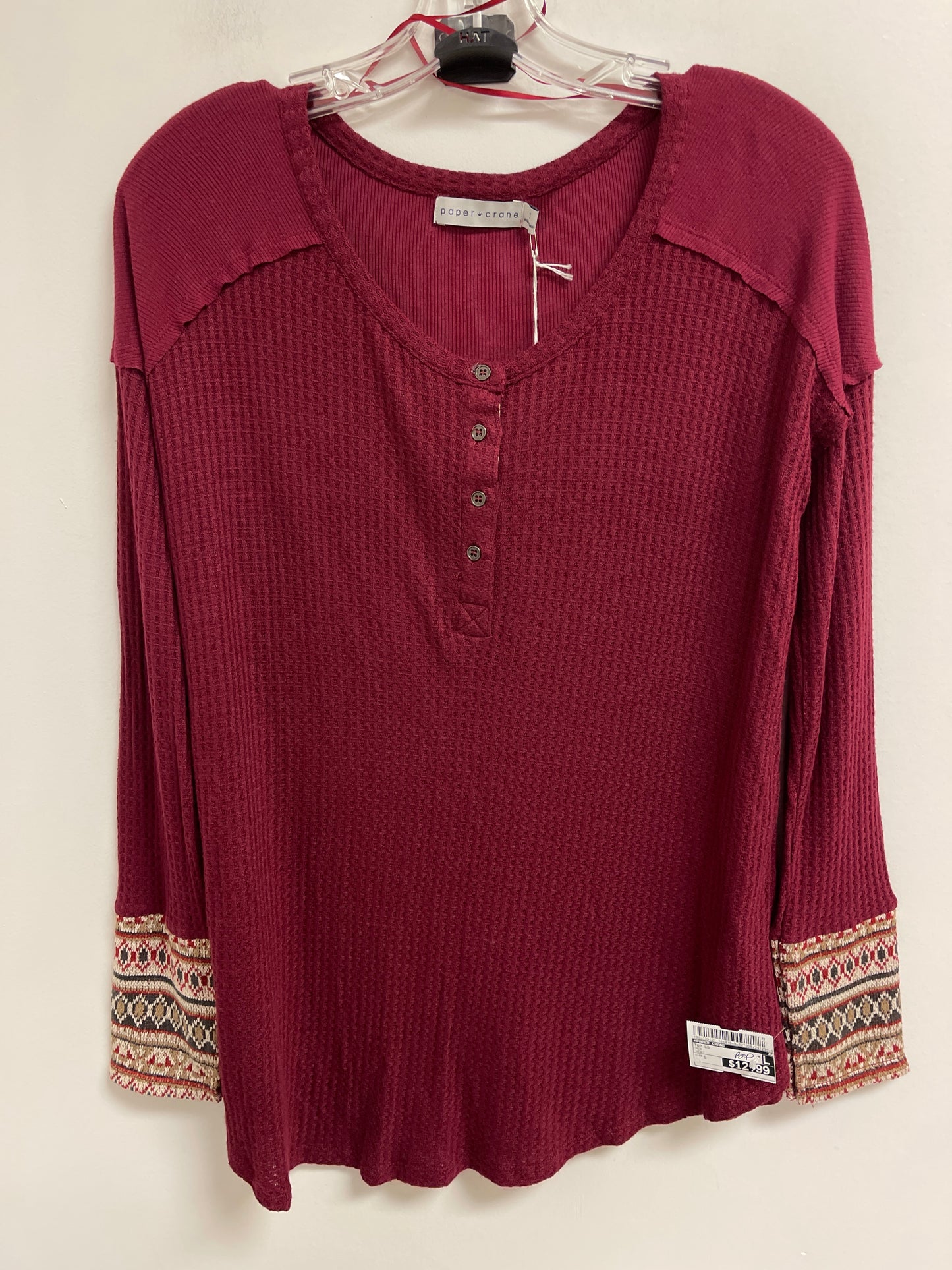 Top Long Sleeve By Paper Crane In Red, Size: S