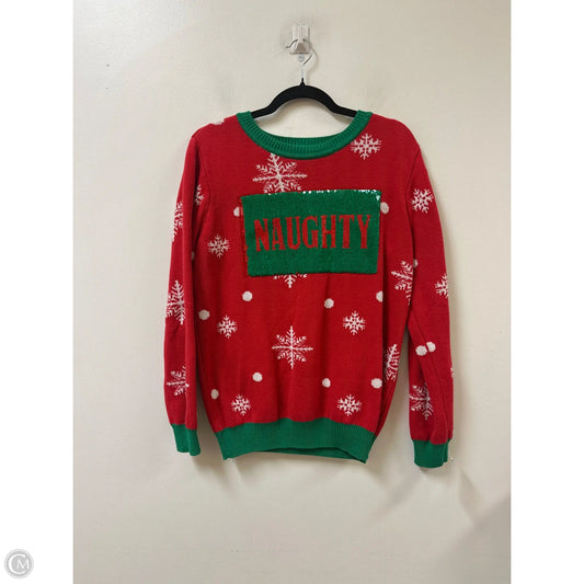 Sweater By Clothes Mentor In Green & Red, Size: L