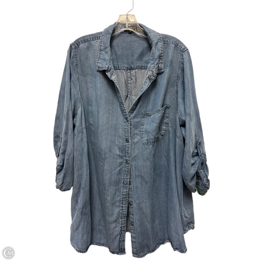Blouse Long Sleeve By Velvet Heart In Blue Denim, Size: 2x