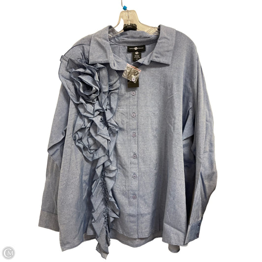 Blouse Long Sleeve By Ashley Stewart In Blue, Size: 3x