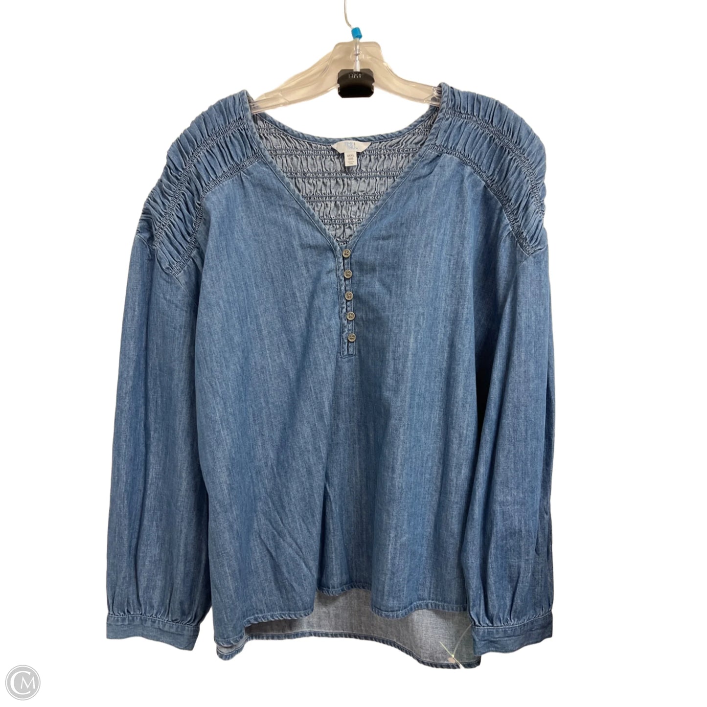 Top Long Sleeve By Time And Tru In Blue Denim, Size: 3x