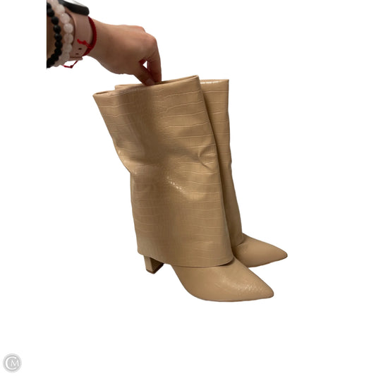 Boots Knee Heels By Clothes Mentor In Tan, Size: 9