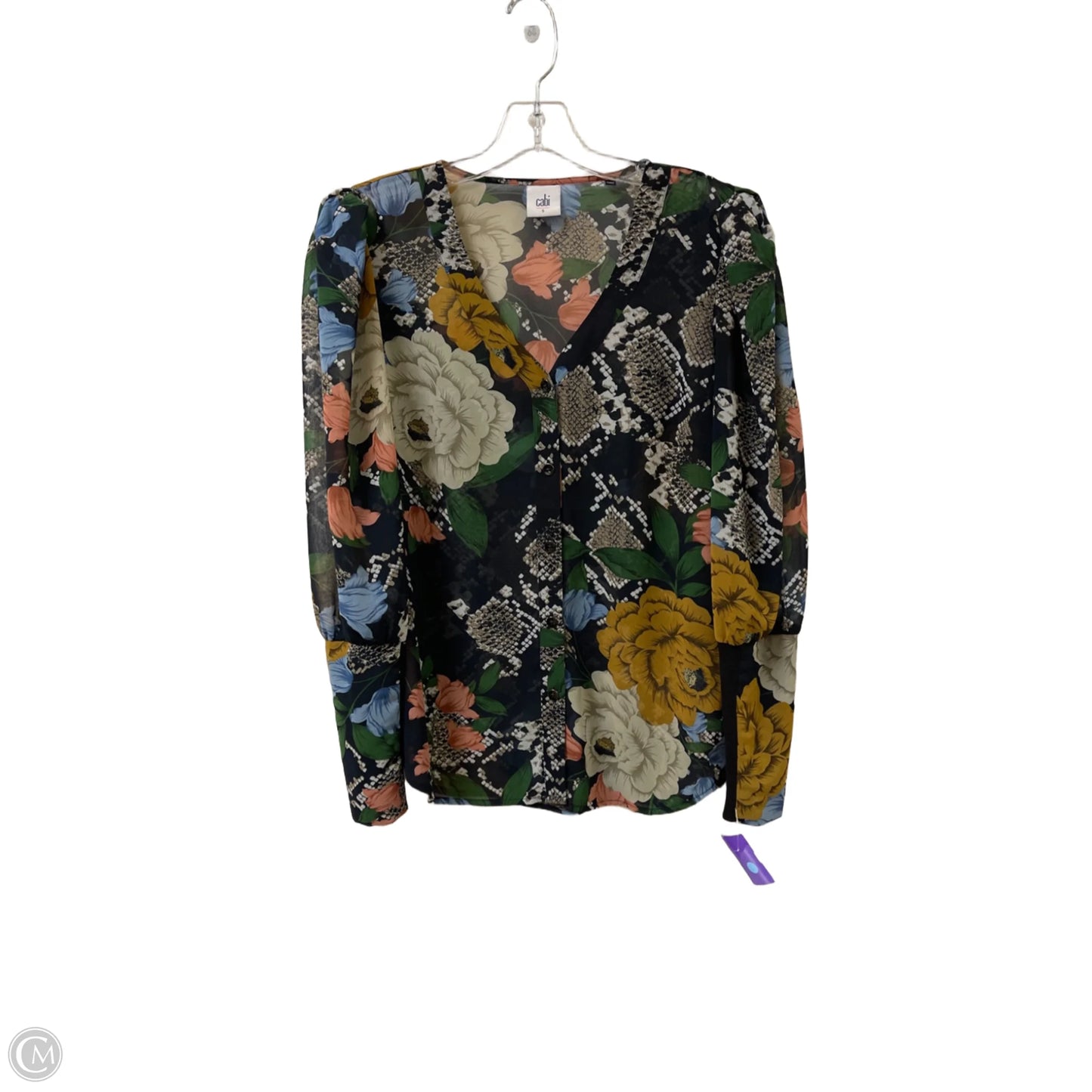 Blouse Long Sleeve By Cabi In Multi-colored, Size: S