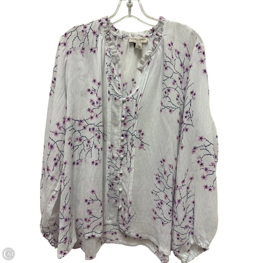 Top Long Sleeve By Laura Ashley In Floral Print, Size: 2x