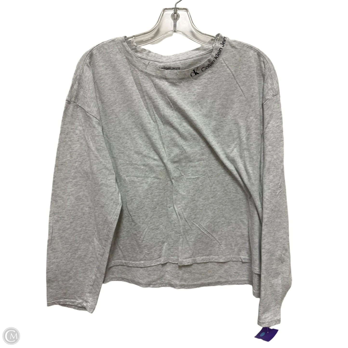 Top Long Sleeve Basic By Calvin Klein In Grey, Size: Xl
