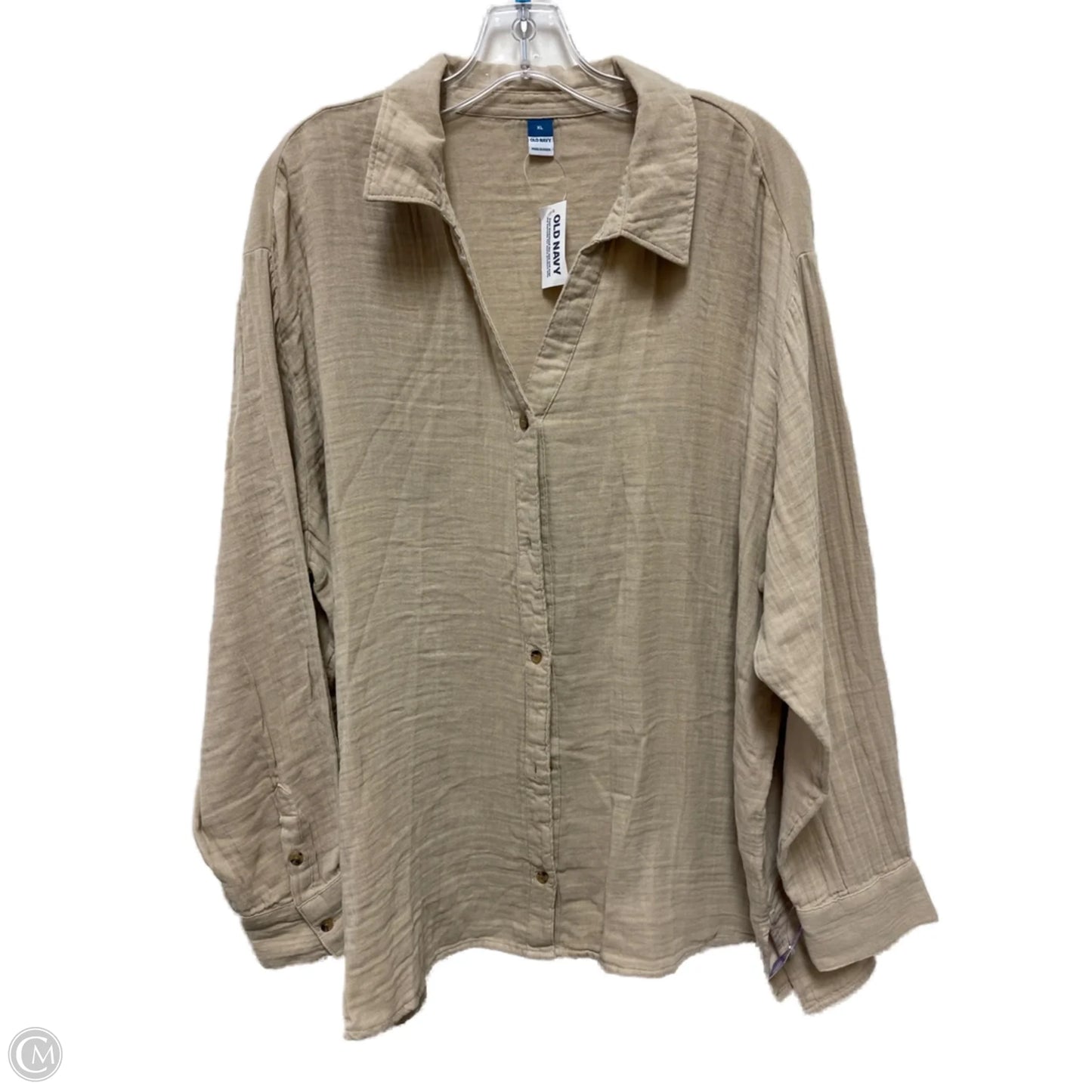 Blouse Long Sleeve By Old Navy In Tan, Size: Xl