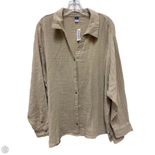 Blouse Long Sleeve By Old Navy In Tan, Size: Xl