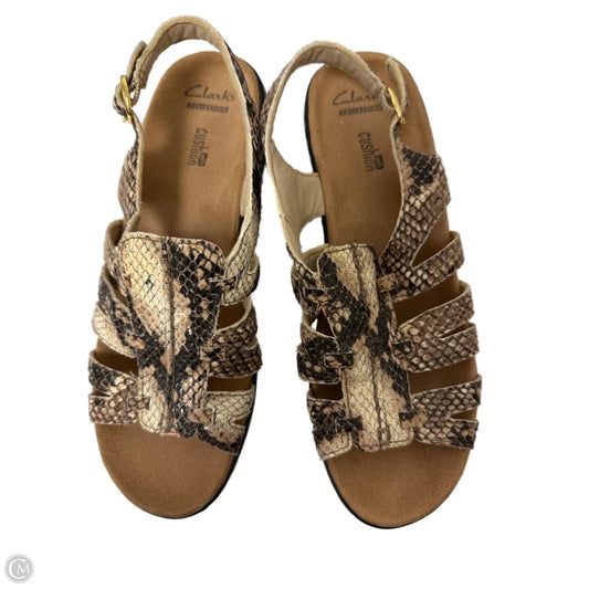 Sandals Flats By Clarks In Snakeskin Print, Size: 8