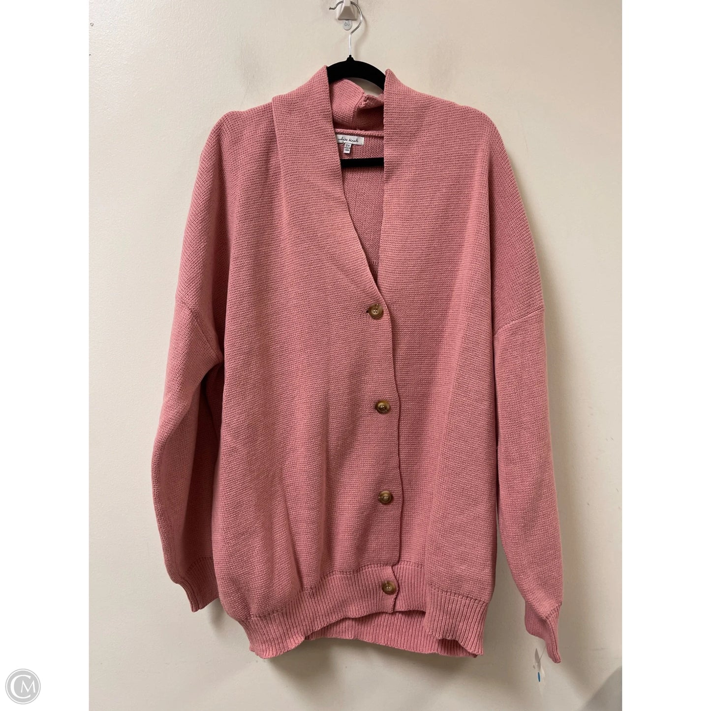 Sweater Cardigan By White Birch In Pink, Size: 2x