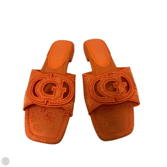 Sandals Flats By Guess In Orange, Size: 11
