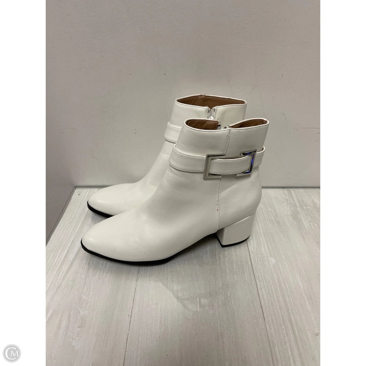 Boots Ankle Heels By Aerosoles In White, Size: 10