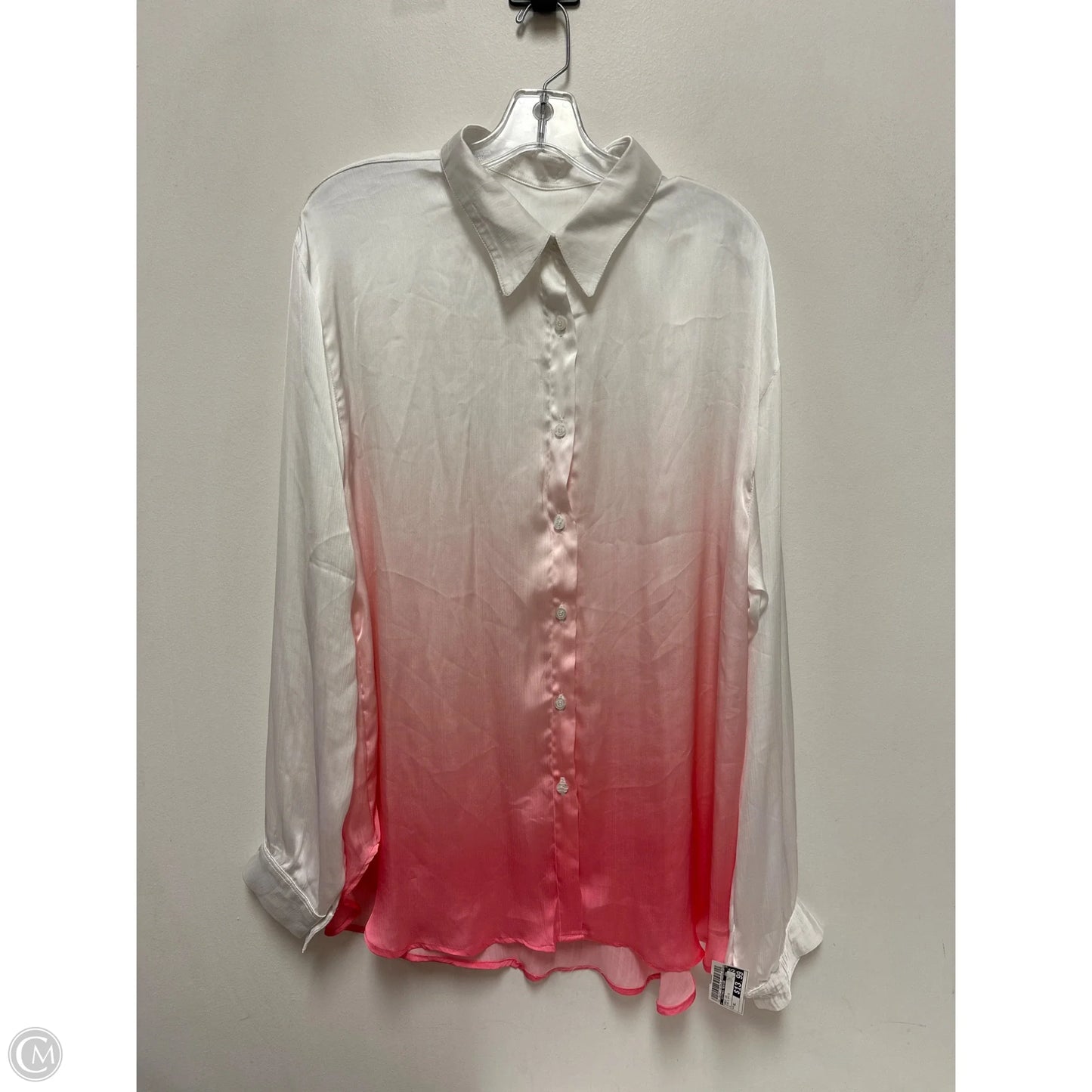 Tunic Long Sleeve By Clothes Mentor In Pink & White, Size: Xl
