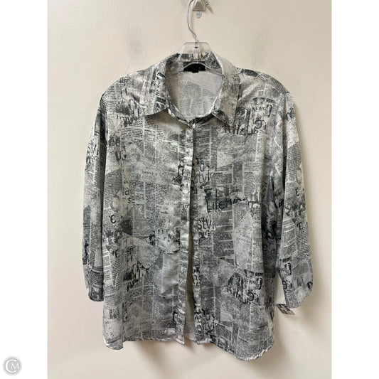 Blouse Long Sleeve By Clothes Mentor In Black & White, Size: L