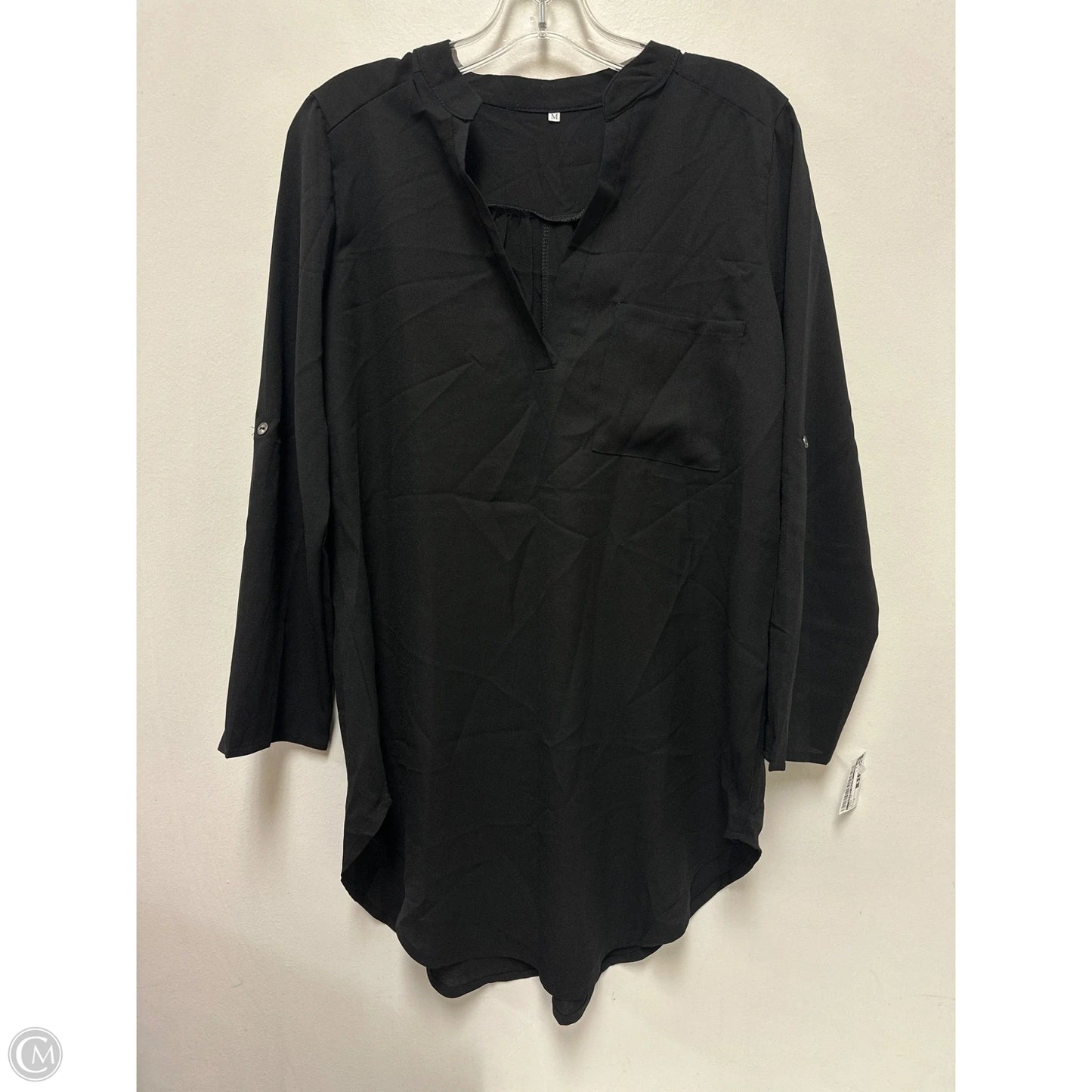 Tunic Long Sleeve By Clothes Mentor In Black, Size: M
