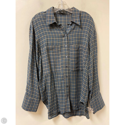 Blouse Long Sleeve By Mng In Plaid Pattern, Size: S