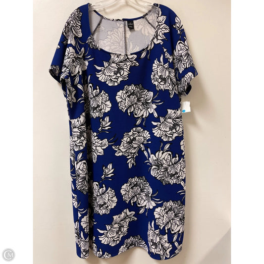 Dress Casual Midi By Clothes Mentor In Blue & White, Size: 3x