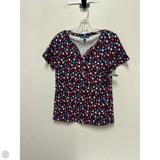 Top Short Sleeve By Karen Scott In Blue & Red & White, Size: Xs