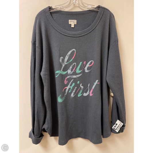 Top Long Sleeve By Terra & Sky In Grey, Size: 1x
