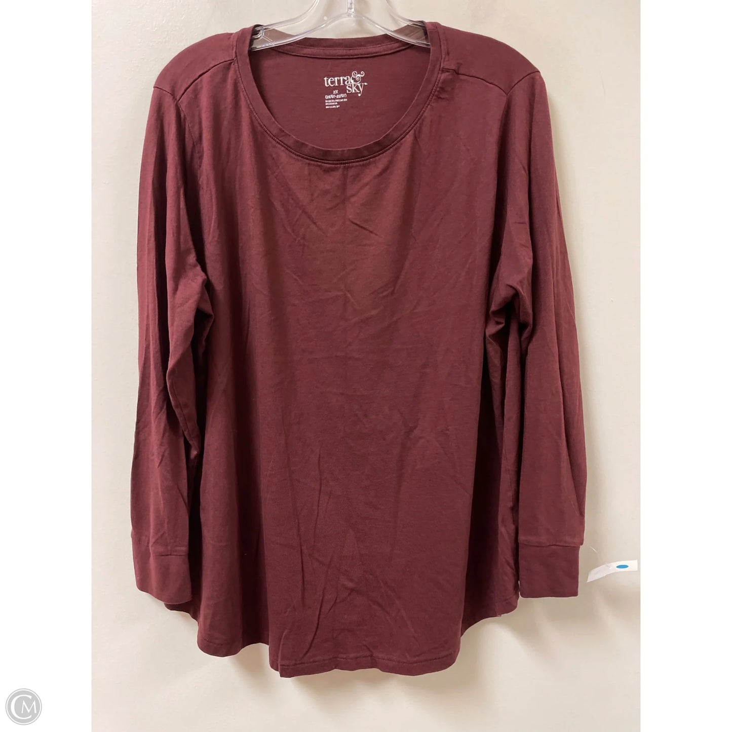 Top Long Sleeve Basic By Terra & Sky In Red, Size: 2x