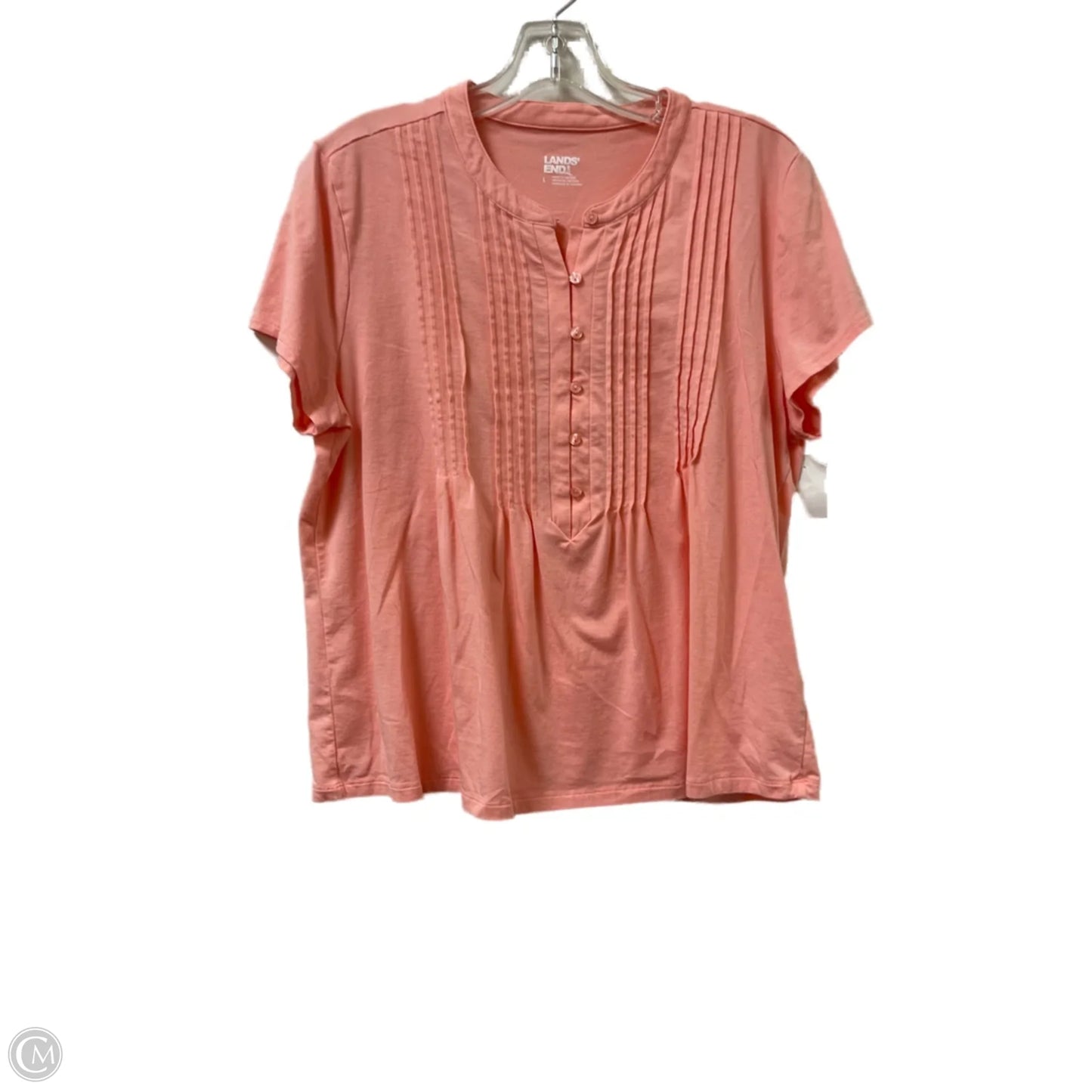 Top Short Sleeve By Lands End In Peach, Size: L