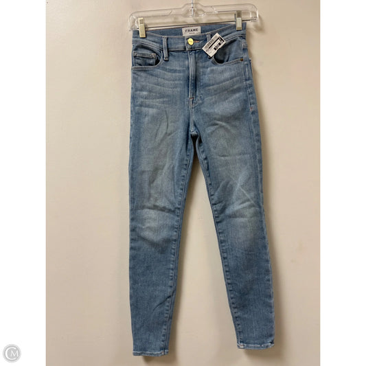 Jeans Skinny By Frame In Blue Denim, Size: 0