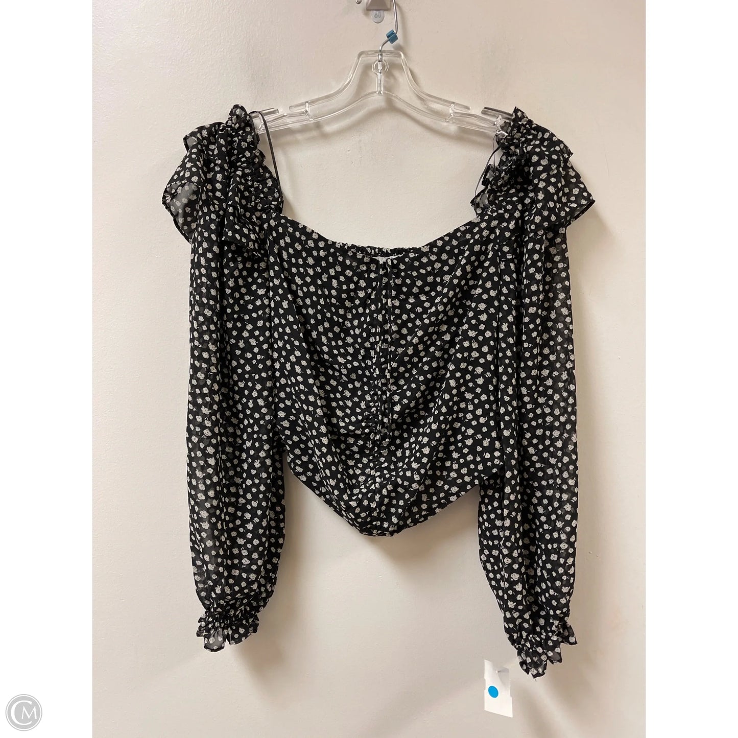 Top Long Sleeve By Astr In Black & White, Size: S