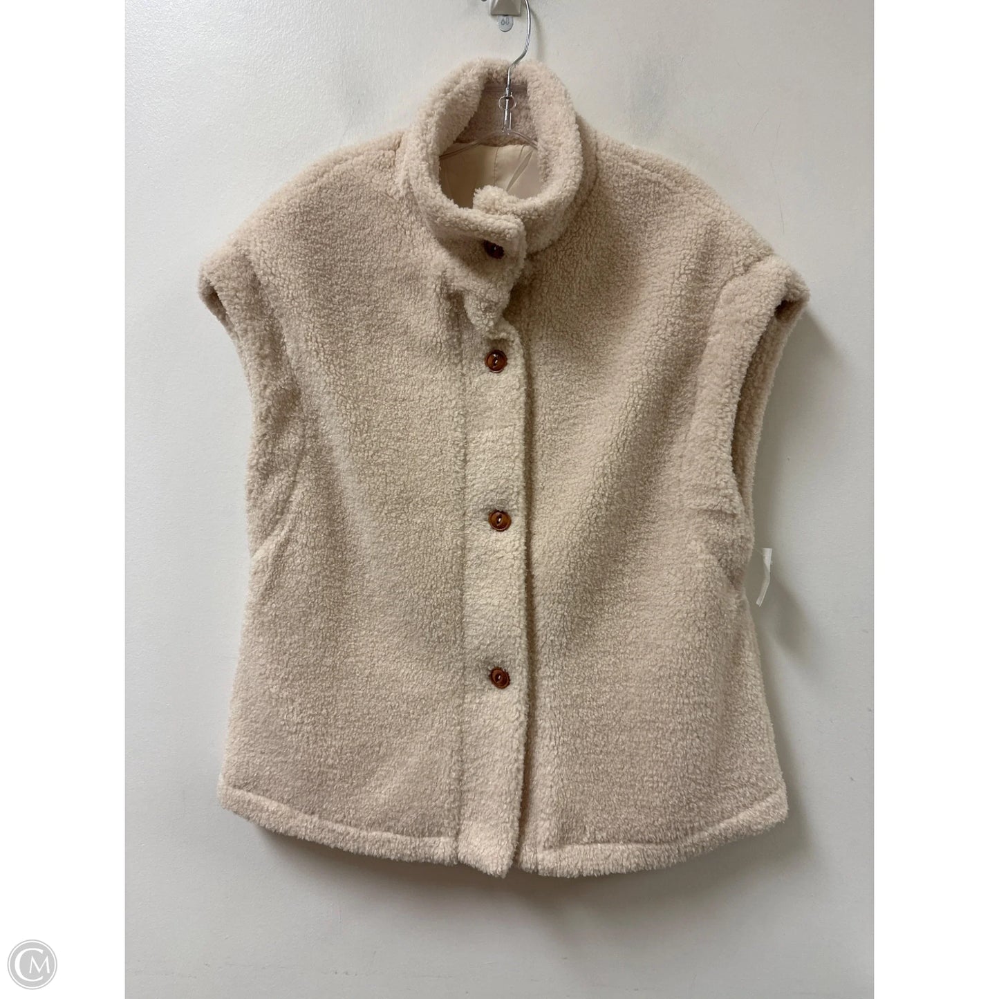 Vest Faux Fur & Sherpa By Clothes Mentor In Beige, Size: S