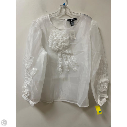 Top Long Sleeve By Ashley Stewart In White, Size: 2x