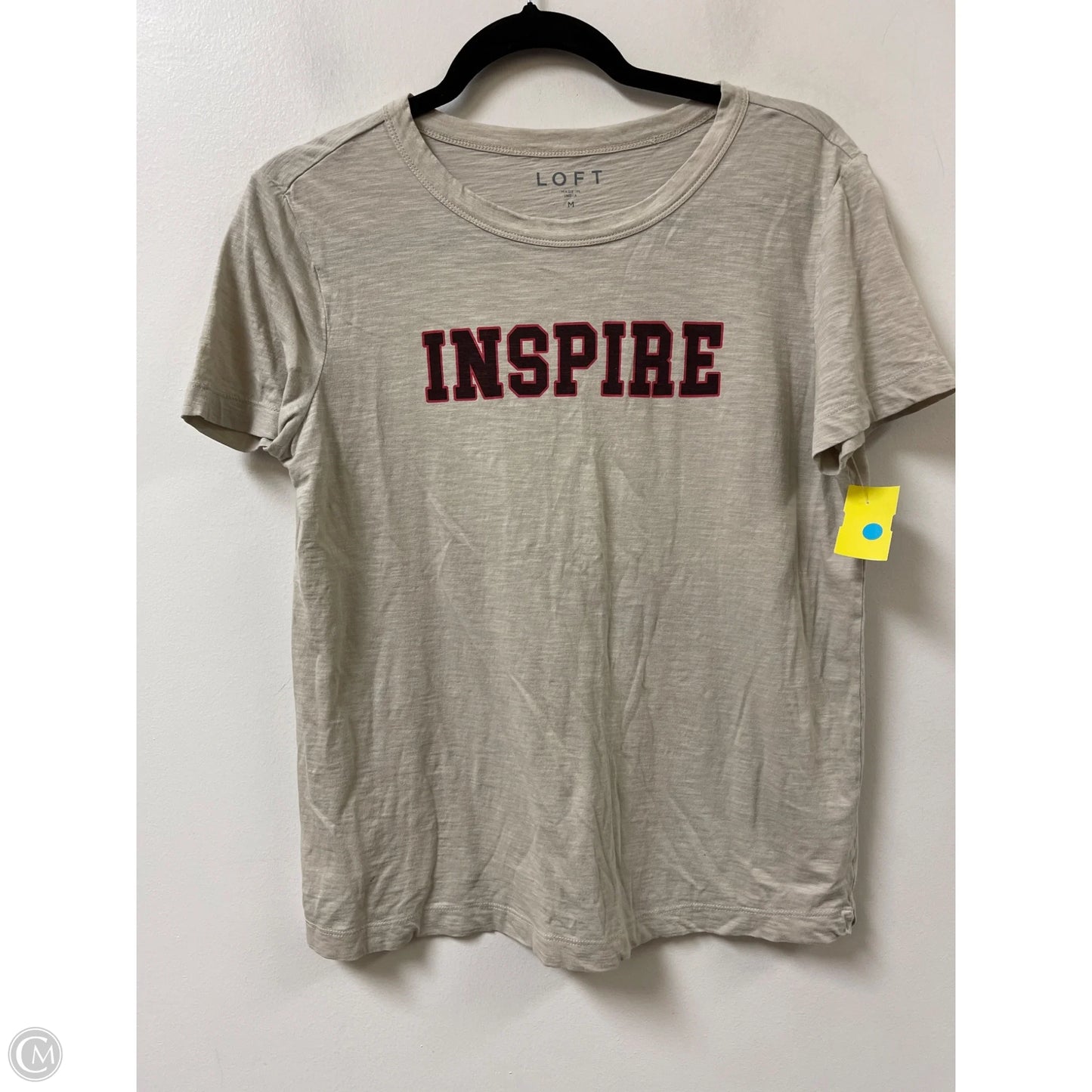 Top Short Sleeve By Loft In Tan, Size: M