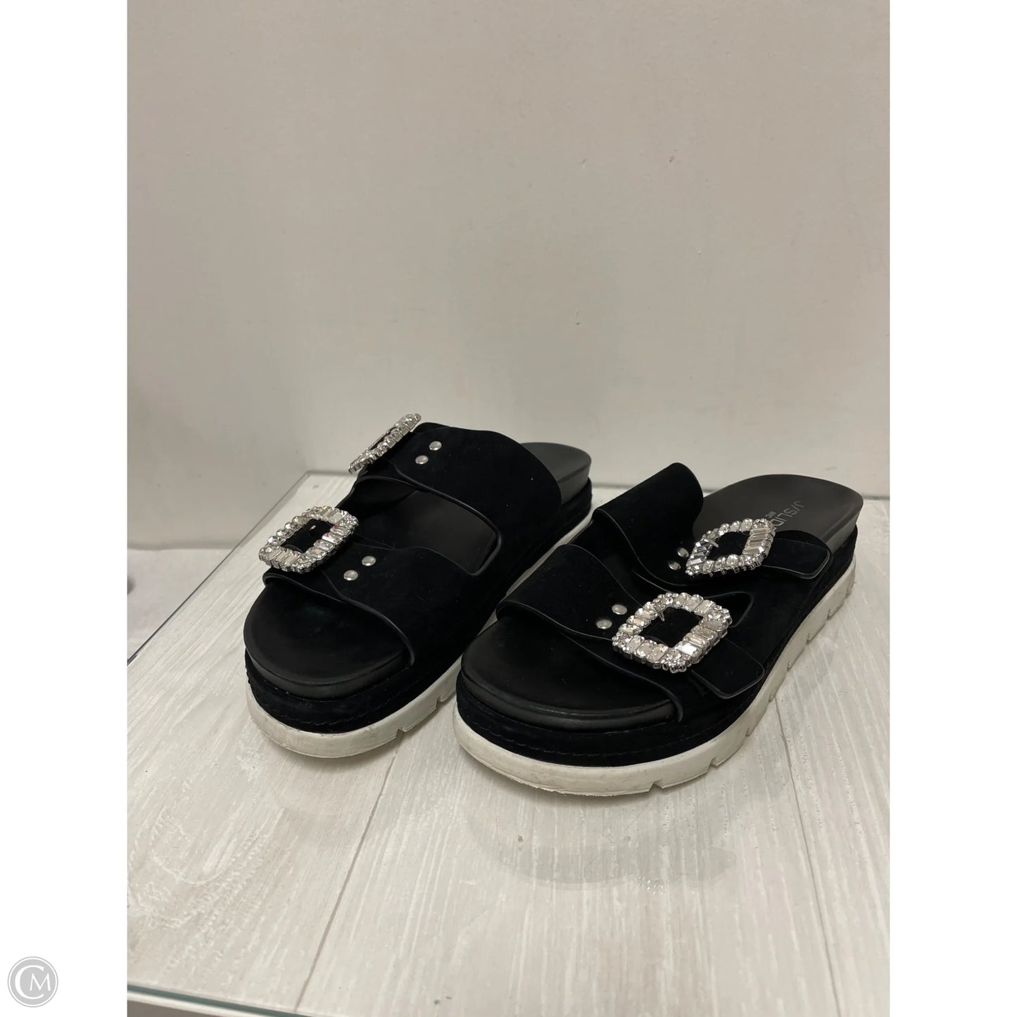 Sandals Flats By J Slides In Black, Size: 10