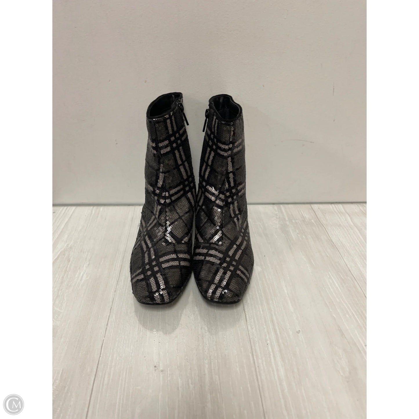 Boots Ankle Heels By Impo In Black & Silver, Size: 10